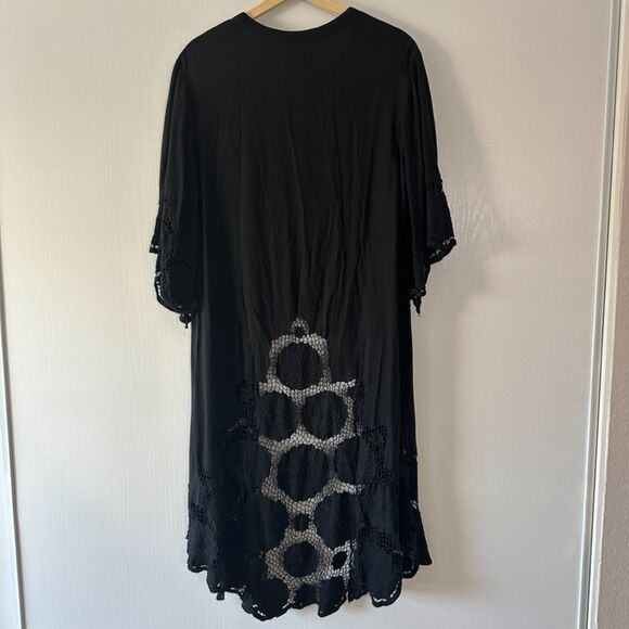 Cleobella‎ Womens Dalla Maxi Kimono Lace Knit Crochet Coverup Black Size XS - Picture 7 of 8